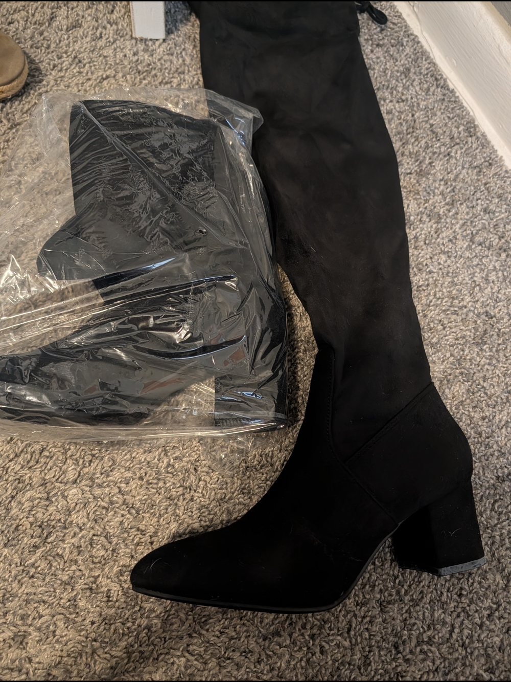 TOP Moda Black Over-the-Knee Block Heel Boots